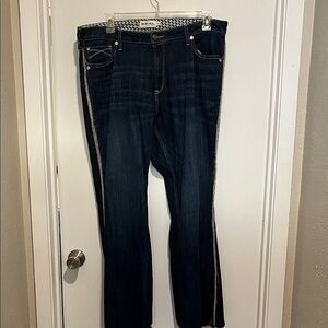 Ariat Silver Metal Fringe Boot Cut Denim Jeans. Size 34 Short